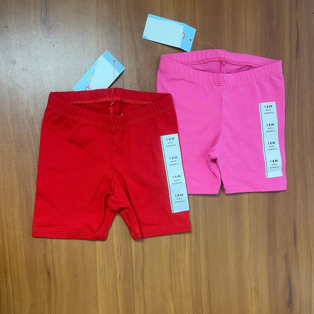 LOT OF 2 Cat & Jack Toddler Girls Bike Shorts Red Pink 18M shorts